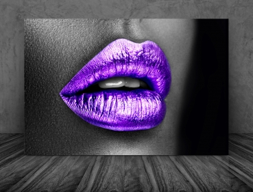 Wandbild Purple Lips Kunstdruck Deko Wandbilder Bilder  #943